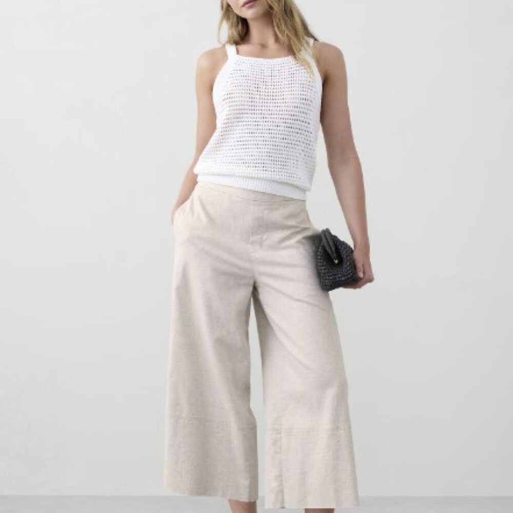 Banana Republic Linen Wide Leg Cropped Pants